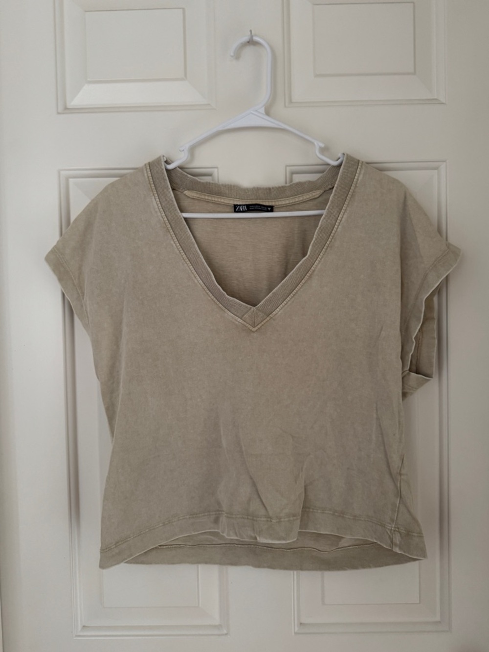 Zara Washed Effect V-Neck Top